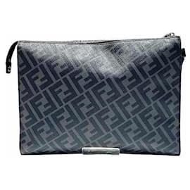 Fendi-Fendi 7V91 Zucca Pattern Clutch Bag-Brown,Black,Yellow
