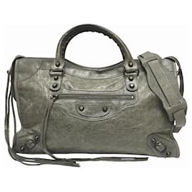 Balenciaga-Balenciaga The City 115748 2way Grey Bag-Brown