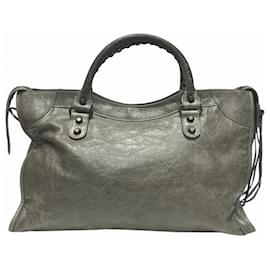 Balenciaga-Balenciaga The City 115748 2way Grey Bag-Brown