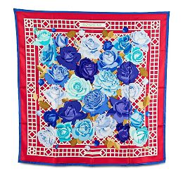 Hermès Carré 90 ROSERAIE Sciarpa Giardino delle Rose Rosso Multicolore