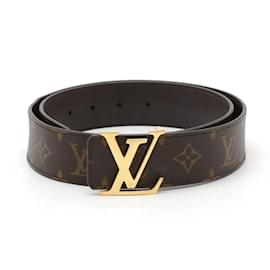 Louis Vuitton-Louis Vuitton Monogram Santur LV Initial Belt-Brown