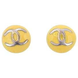 Chanel-Chanel Silver and Yellow Stud Earrings-Silvery,Yellow
