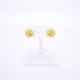 Chanel-Chanel Silver and Yellow Stud Earrings-Silvery,Yellow