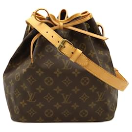 Louis Vuitton-Bolsa de Ombro Petit Noé Monograma Louis Vuitton-Marrom