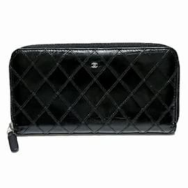 Chanel-Chanel Matelasse Round Black Long Wallet-Black