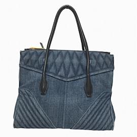 Miu Miu-Miu Miu Biker Denim Handbag Tote-Black,Blue