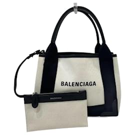 Balenciaga-Balenciaga Navy Cabas XS Handbag-Black,White