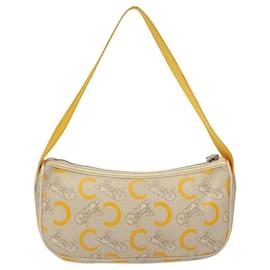 Céline-CELINE C Sulky Accessory Pouch Coated Canvas Yellow Auth 116351-Yellow