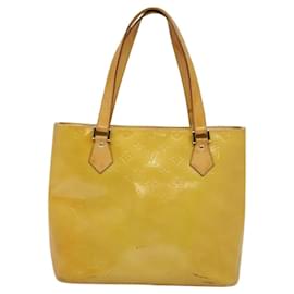Louis Vuitton-LOUIS VUITTON Monogram Vernis Houston Bolsa de Mão Bege M91004 LV Auth 120122-Bege