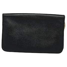 Christian Dior-Christian Dior Chain Shoulder Bag Leather Navy Gold Auth 119333-Golden,Navy blue