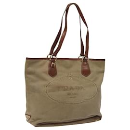 Prada-PRADA Tote Bag Canvas Brown Auth 119996-Brown