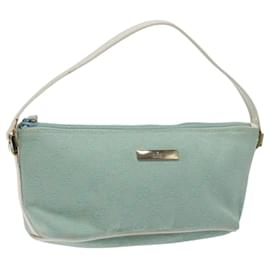 Gucci-GUCCI GG Canvas Accessory Pouch Light Blue Gold 039 1103 2123 Auth 119997-Golden,Light blue
