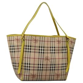 Burberry-BURBERRY Nova Check Tote Bag PVC Beige Auth 119595-Beige