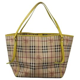 Burberry-BURBERRY Nova Check Tote Bag PVC Beige Auth 119595-Beige