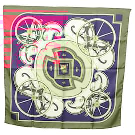 Hermès-HERMES Carre 90 Scarf ""WASHINGTON'S CARRIAGE"" Silk Red Auth am8170-Red