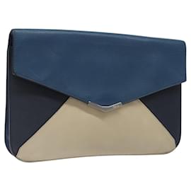 Fendi-FENDI Clutch Bag Leather Blue Auth ti2970-Blue