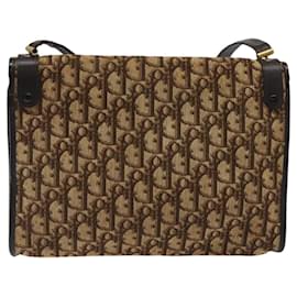 Christian Dior-Christian Dior Trotter Canvas Shoulder Bag Brown Gold Auth MX090-Brown,Golden