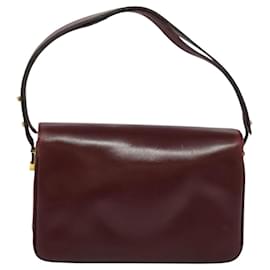 Balenciaga-BALENCIAGA Shoulder Bag Leather Bordeaux Gold Auth BA1342-Golden,Dark red
