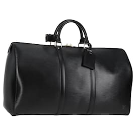 Louis Vuitton-LOUIS VUITTON Epi Keepall 50 Bolsa Boston Preta M42962 LV Auth am8124A-Preto