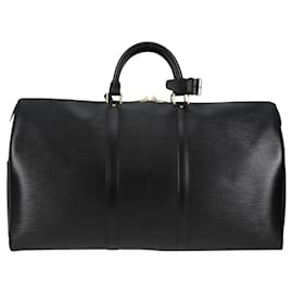 Louis Vuitton-LOUIS VUITTON Epi Keepall 50 Bolsa Boston Preta M42962 LV Auth am8124A-Preto