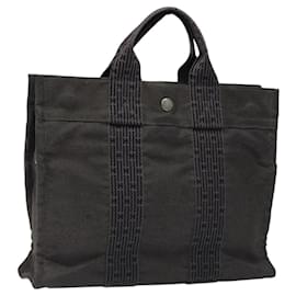 Hermès-HERMES Her Line PM Tote Bag Canvas Gray Silver Auth bs24608-Brown,Silvery