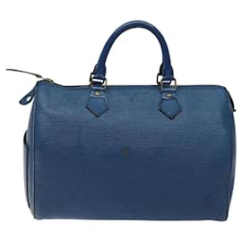 Louis Vuitton-LOUIS VUITTON Bolsa de Mão Epi Speedy 30 Azul Toledo M43005 LV Auth BD1810-Azul