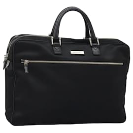 Burberry-BURBERRY Business Bag Nylon Black Silver Auth ti2998-Black,Silvery