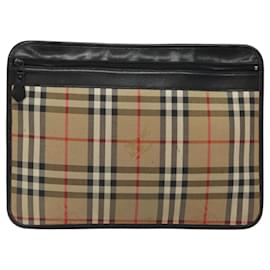 Autre Marque-Burberrys Nova Check Clutch Bag Canvas Beige Auth bs24662-Beige