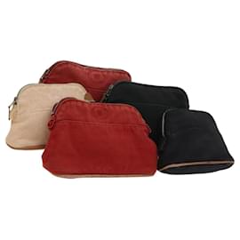 Hermès-HERMES Bolide Pouch Canvas 5Set Orange Black Red Auth ti3021-Black,Red,Orange
