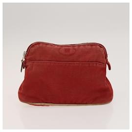 Hermès-HERMES Bolide Pouch Canvas 5Set Orange Black Red Auth ti3021-Black,Red,Orange
