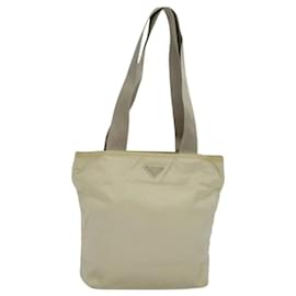 Prada-PRADA Tote Bag Nylon Beige Silver Auth bs24791-Silvery,Beige