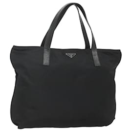 Prada-PRADA Tote Bag Nylon Black Silver Auth ep8720-Black,Silvery