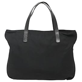Prada-PRADA Tote Bag Nylon Black Silver Auth ep8720-Black,Silvery
