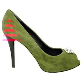 Giuseppe Zanotti-Giuseppe Zanotti Embellished Suede Pumps-Red