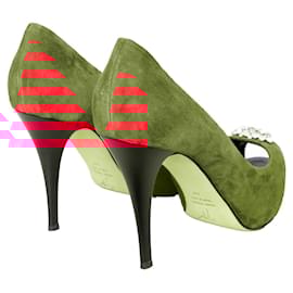 Giuseppe Zanotti-Giuseppe Zanotti Embellished Suede Pumps-Red
