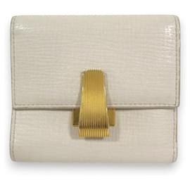 Bottega Veneta-Bottega Veneta Palmellato Leather Tri-Fold Wallet-Cream