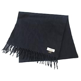 Hermès-Hermes Navy Cashmere Stole-Navy blue
