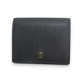 Burberry-Burberry Thomas Burberry TB Logo Leather Bi-Fold Wallet-Black