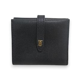 Burberry-Burberry Thomas Burberry TB Logo Leather Bi-Fold Wallet-Black