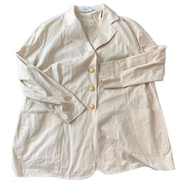 Givenchy Langer Blazer Mantel Eggshell Baumwolle Aus weiß