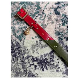 Céline-Céline - red leather belt with golden bell-Red