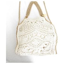 Stella Mc Cartney-Stella McCartney Falabella Mini Crochet Knit Tote Bag-Beige