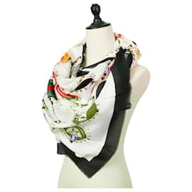 Burberry-Burberry Bottle Cap Print Silk Blend Scarf-Black,White,Red
