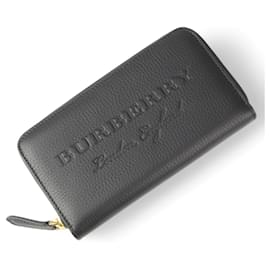 Burberry-Burberry Leather Round Zipper Long Wallet-Black