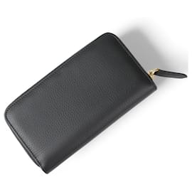 Burberry-Burberry Leather Round Zipper Long Wallet-Black