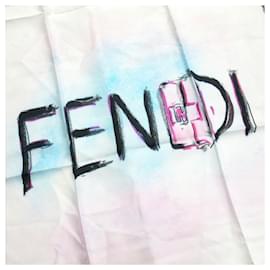 Fendi-Fendi Baguette Mania Logo Scarf-Black,White,Multiple colors