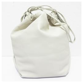Yves Saint Laurent-Yves Saint Laurent Teddy Small Leather Drawstring Chain Bag-White