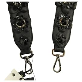 Fendi-Fendi Stud Flower Strap You Webbing Shoulder Leather Bag Accessory-Black
