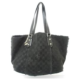 Gucci-Gucci GG Pattern Shearling Tote Bag-Black