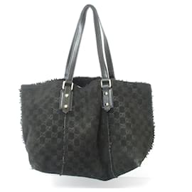 Gucci-Gucci GG Pattern Shearling Tote Bag-Black